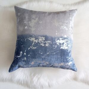Donna Karan Home metallic printed velvet blue ombre feather-filled pillow